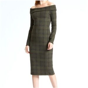 Banana Republic Plaid Midi Sweater Dress NWT